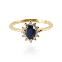 Blue Sapphire with diamond Ring model R11846